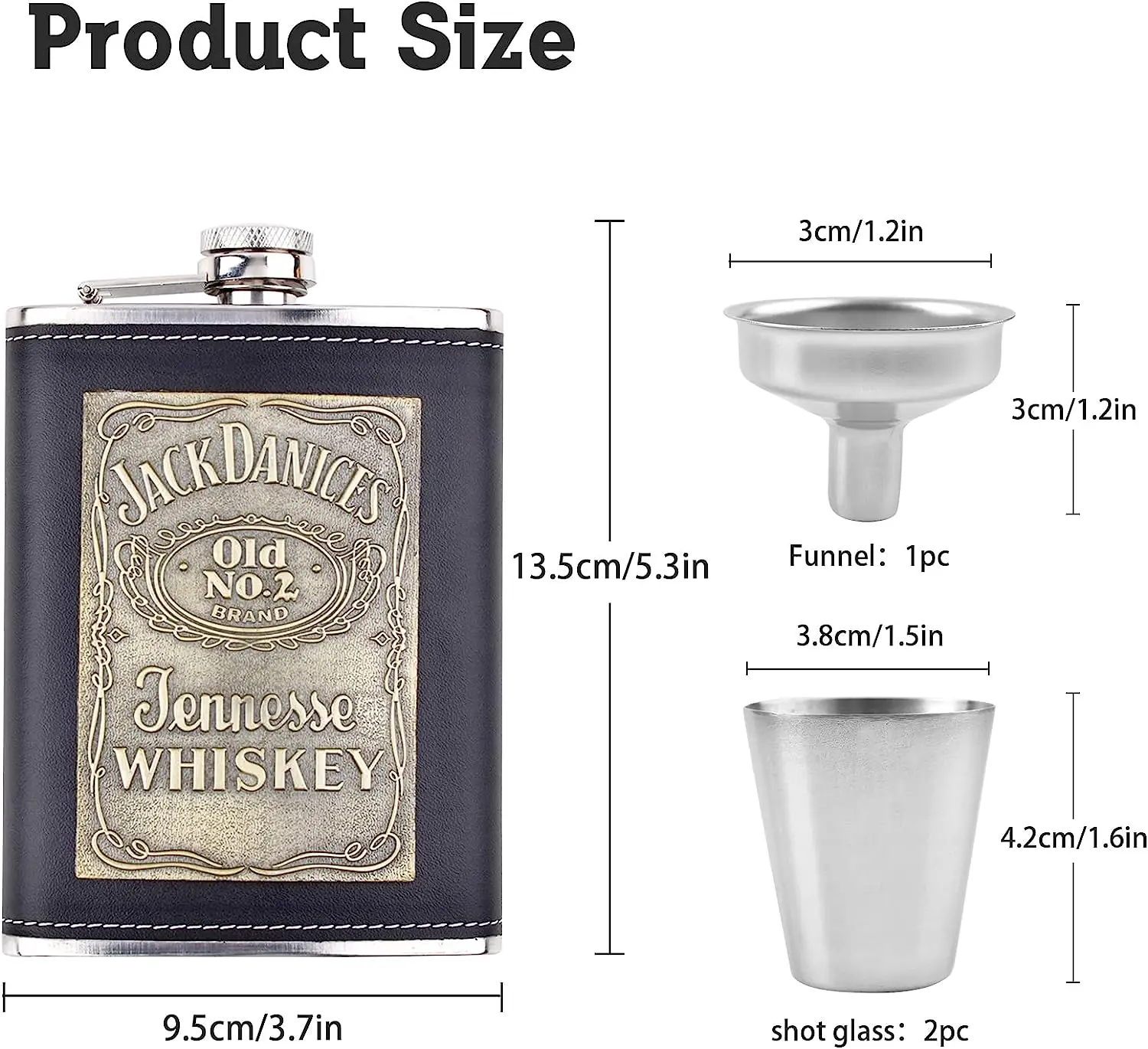 Description Picture 3 of item7oz 8oz Pocket Hip Flask PU Leather Covered Small Stainless Steel Wine Pot For Alcohol Portable Whiskey Flagon Men Gift