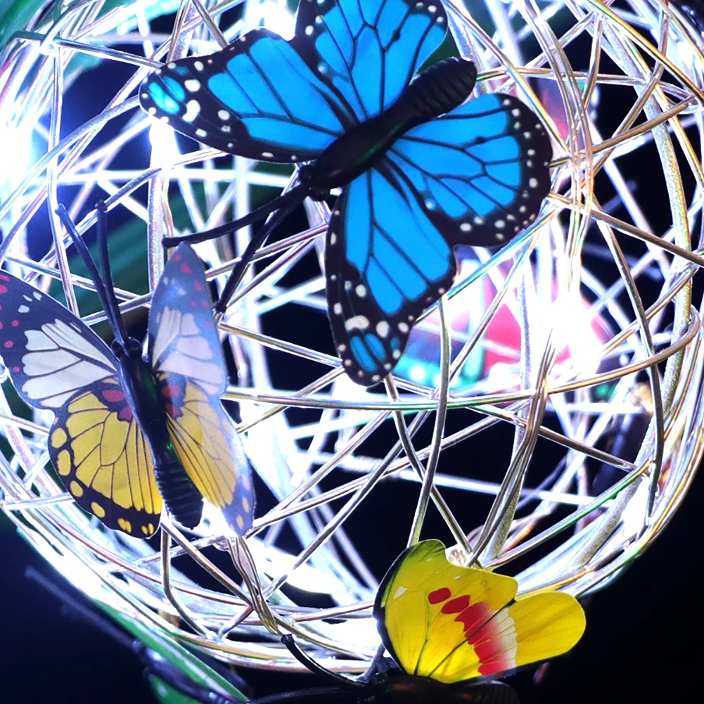 Outdoor Hanging Solar Waterproof Lamp Butterfly Ball Light Garden Decorative Light Use For Courtyard Garden Decoration Butterfly solar garden light