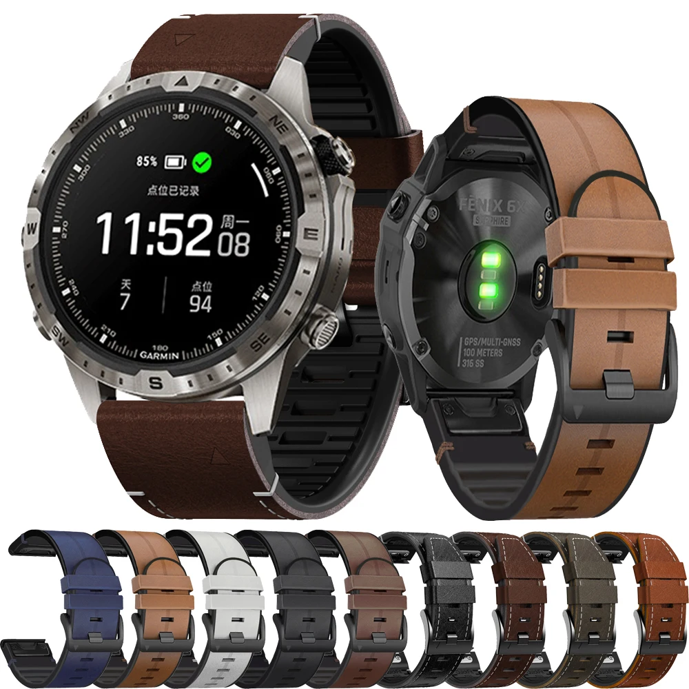 

26mm 22mm For Garmin Fenix 7 7X 6X 6 Pro 5X 5 Plus 3 HR 945 Epix Gen2 51mm Strap Bracelet MK2i Enduro leather Silicone Watchband