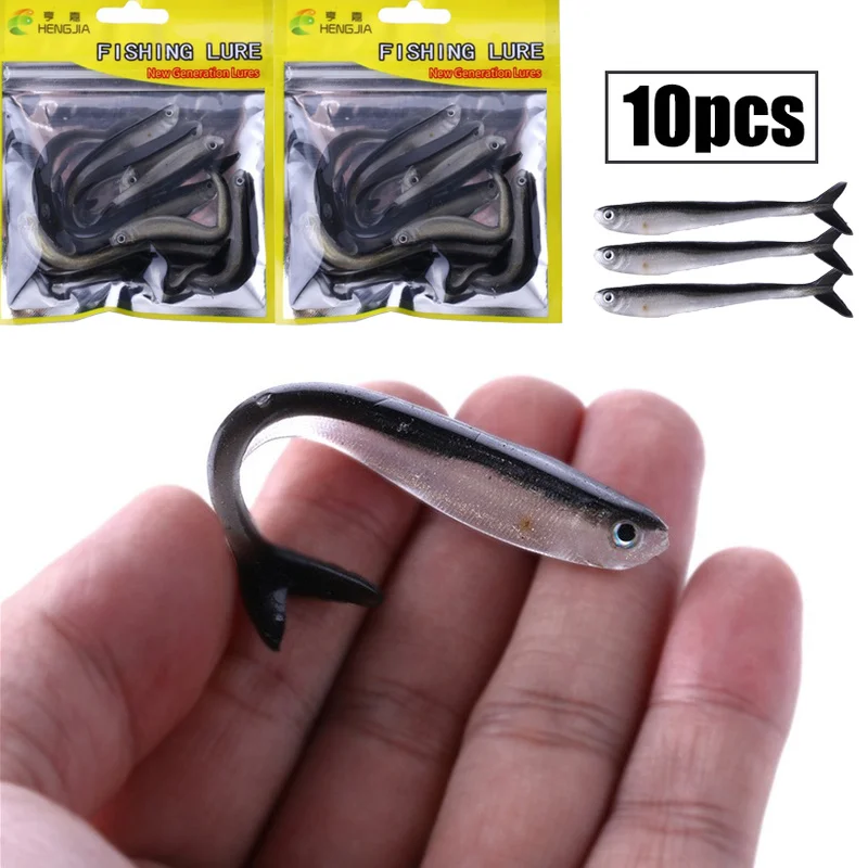 10pcs Fishing Lures Soft Bait 80mm Artificial Bait Shrimp Salt