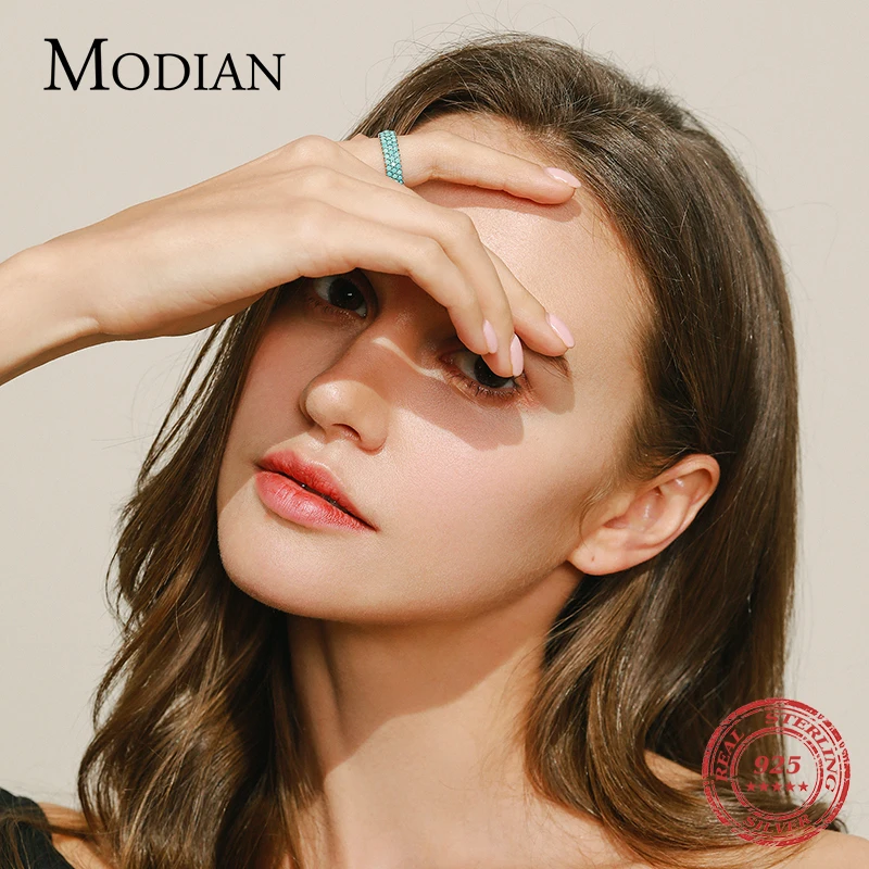 MODIAN 여성을위한   럭셔리 청록색 손가락 반지 빈티지 레트로 보헤미안 스타일 반지 파인 쥬얼리 Anel