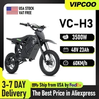 VIPCOO H3 Electric Dirt Bike 3500W 48V23AH Electric Motorcycle Fat Tire Nitrogen Suspension E Dirt Bike for Teens and Adult
