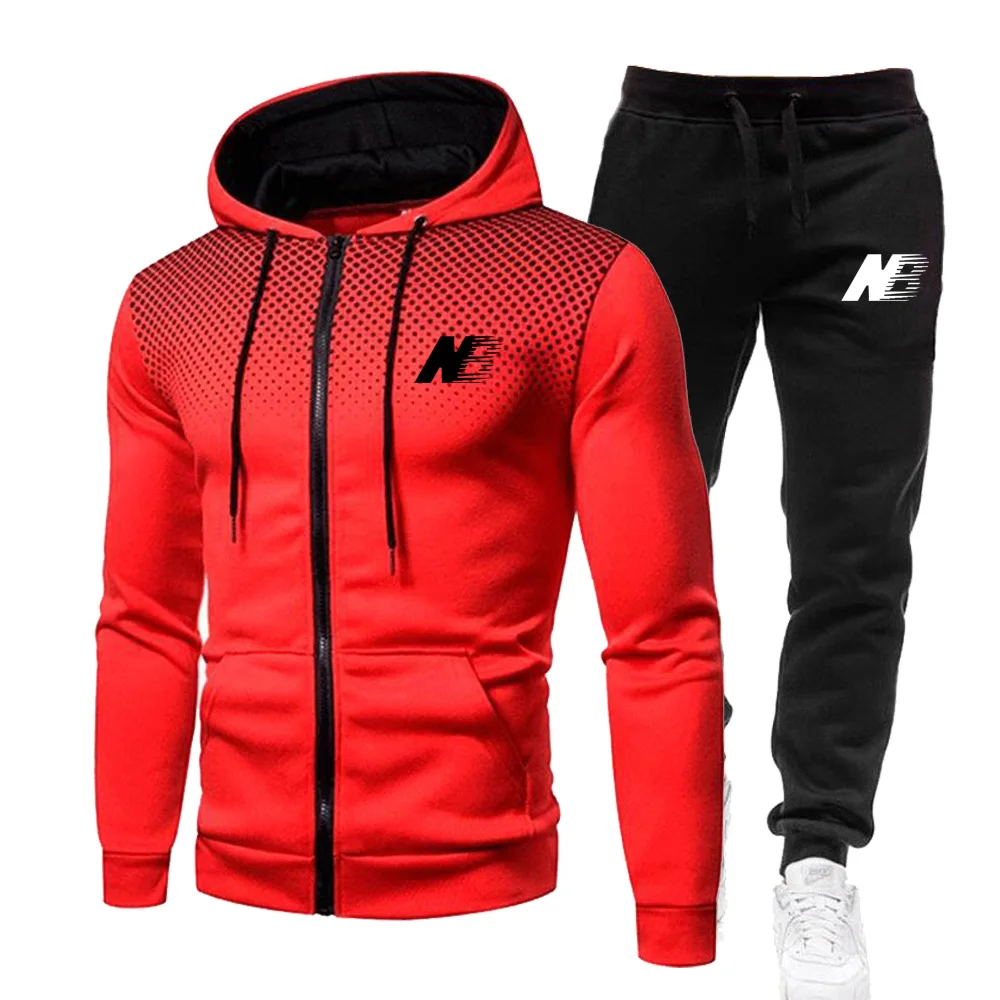 Sports Suit Tracksuit Set Sports Set Outdoor Suit Set Men Sports Suits Fashion Zipper Jackets Pants Sets Spring Autumn Fleece Hoodies Sweatpants Outdoor Fitness Workout Sportswear