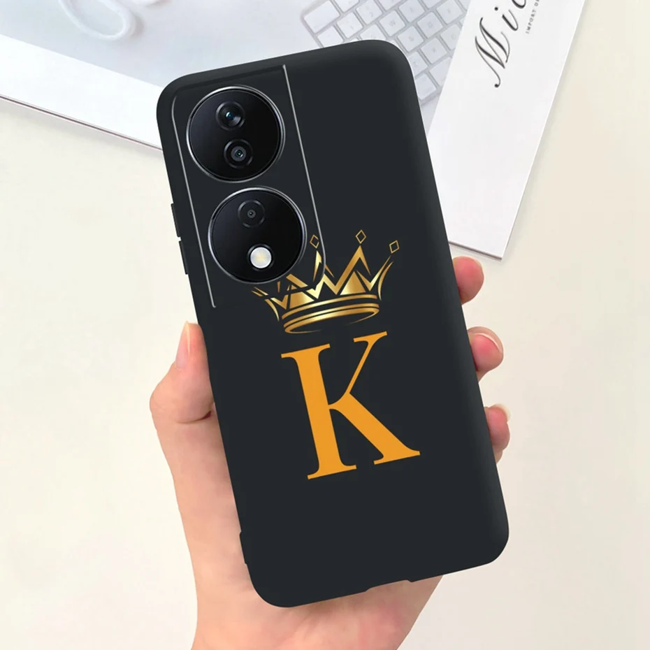 Fashion Crown Sakura Initial Letter Soft Silicon Phone Case - 2023 Edition