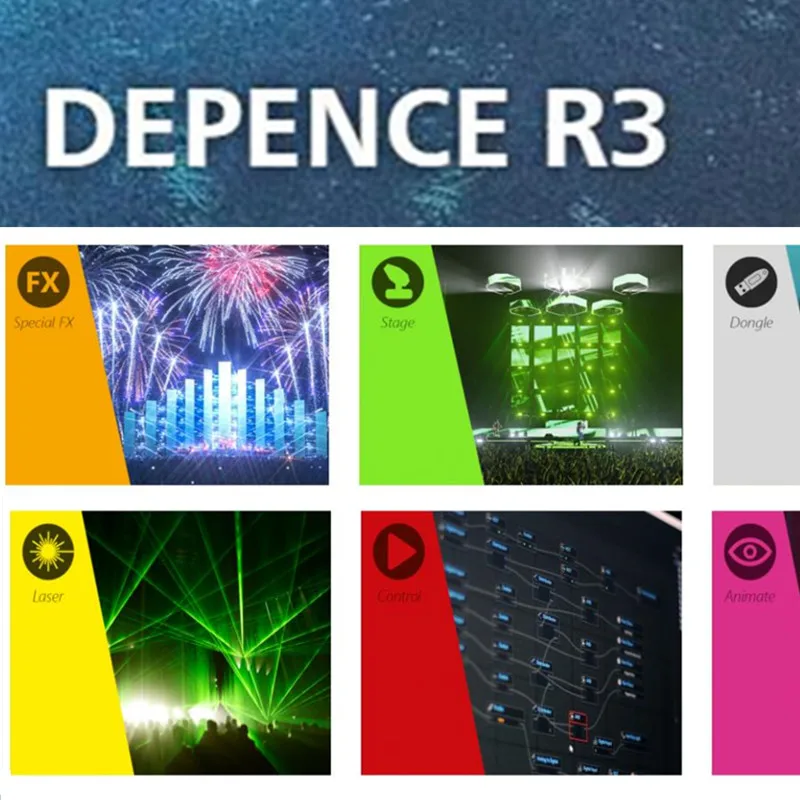 Новое бесплатное обновление Depence R3 Dongle и программное обеспечение для сцены светильник Syncronorm полный модуль для фонтана Laser Special-FX Animate Control