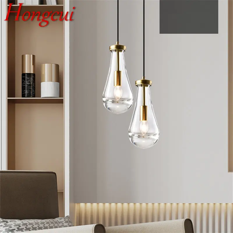 

Hongcui Modern Crystal Hanging Pendant Light LED Brass Creative Simply Nordic Chandelier Lamp For Home Dining Room Bedroom