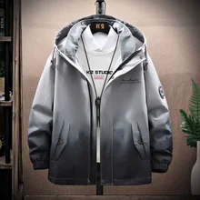

New Men's Coat Spring and Autumn Fashion Leisure Windproof Spring Hooded Jacket Men's Fashion Brand Trend Gradient Top