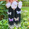 2pack Hair 8inch Kids Braided Ponytail with Beads and Bow  Customized Kids Braided Ponytail with Beds Beads and Butterfly 3
