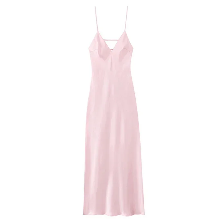 chinese dress ladies Satin Cowl Neck Slip Mini Dress in Pink