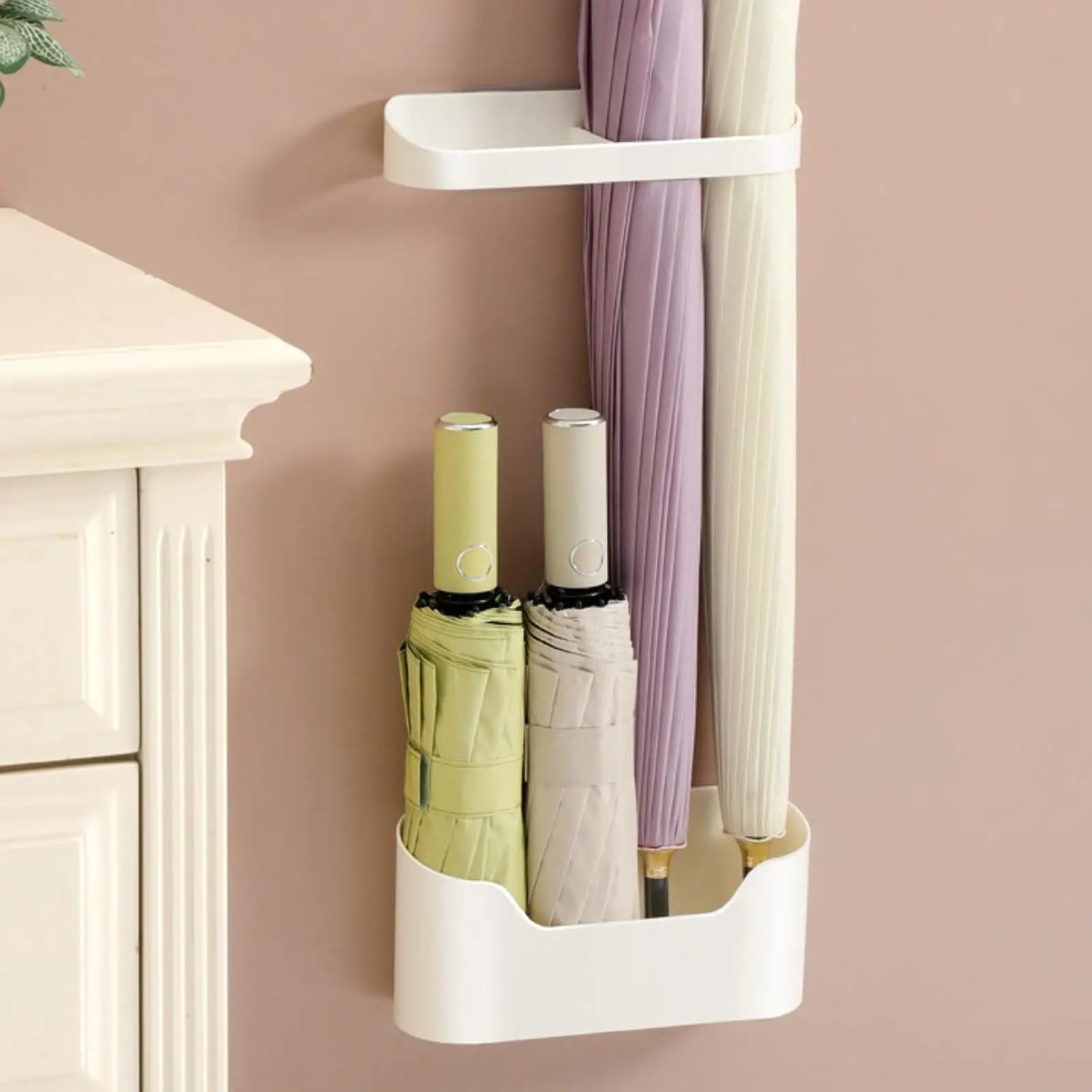 Umbrella Holder Umbrella Storage Rack Umbrella Holder Wall Hanging Adjustable Entryway Simple for Long and Short Removable Organizer Shelf