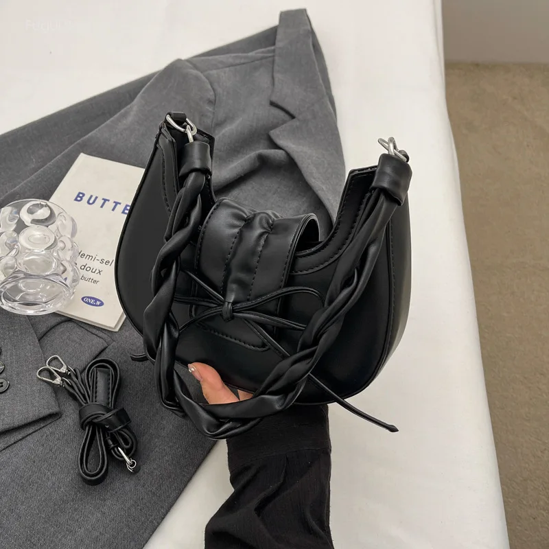 Women's One Shoulder Underarm Bag Handheld Crossbody Bag Versatile Bow Fold High End Exquisite Urban Fashion High End