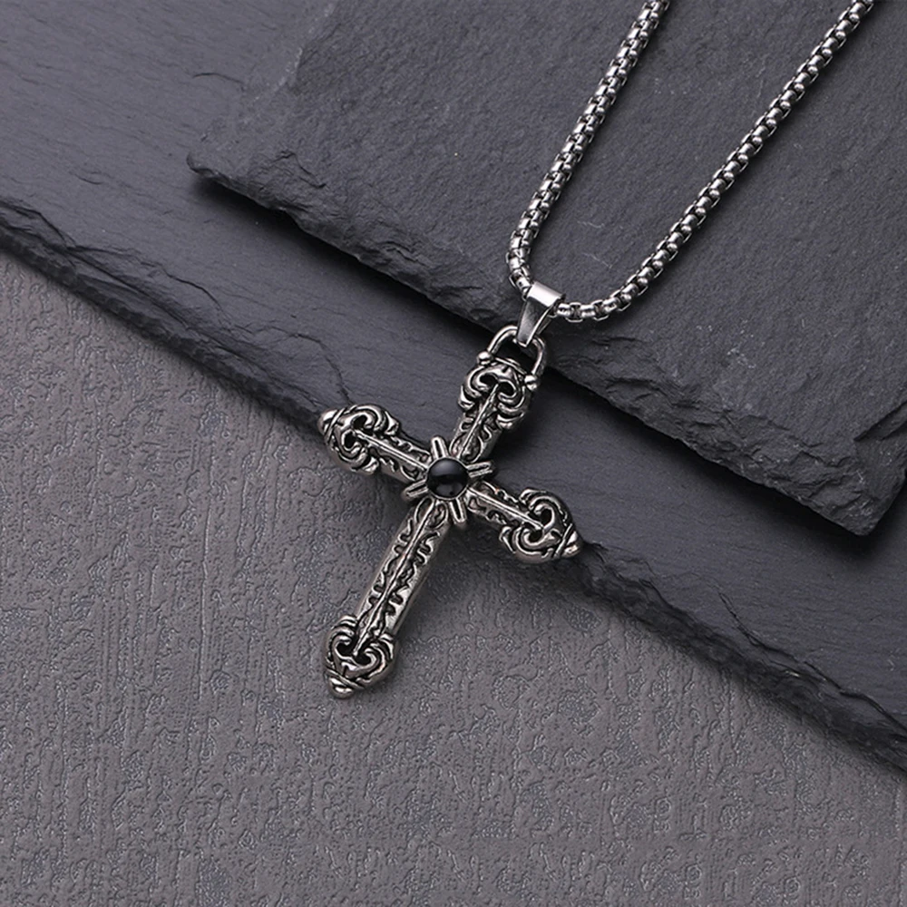 VintageCrossFashionPendantStreetTrendHipHopVersatileNecklacePersonalizedTitanium