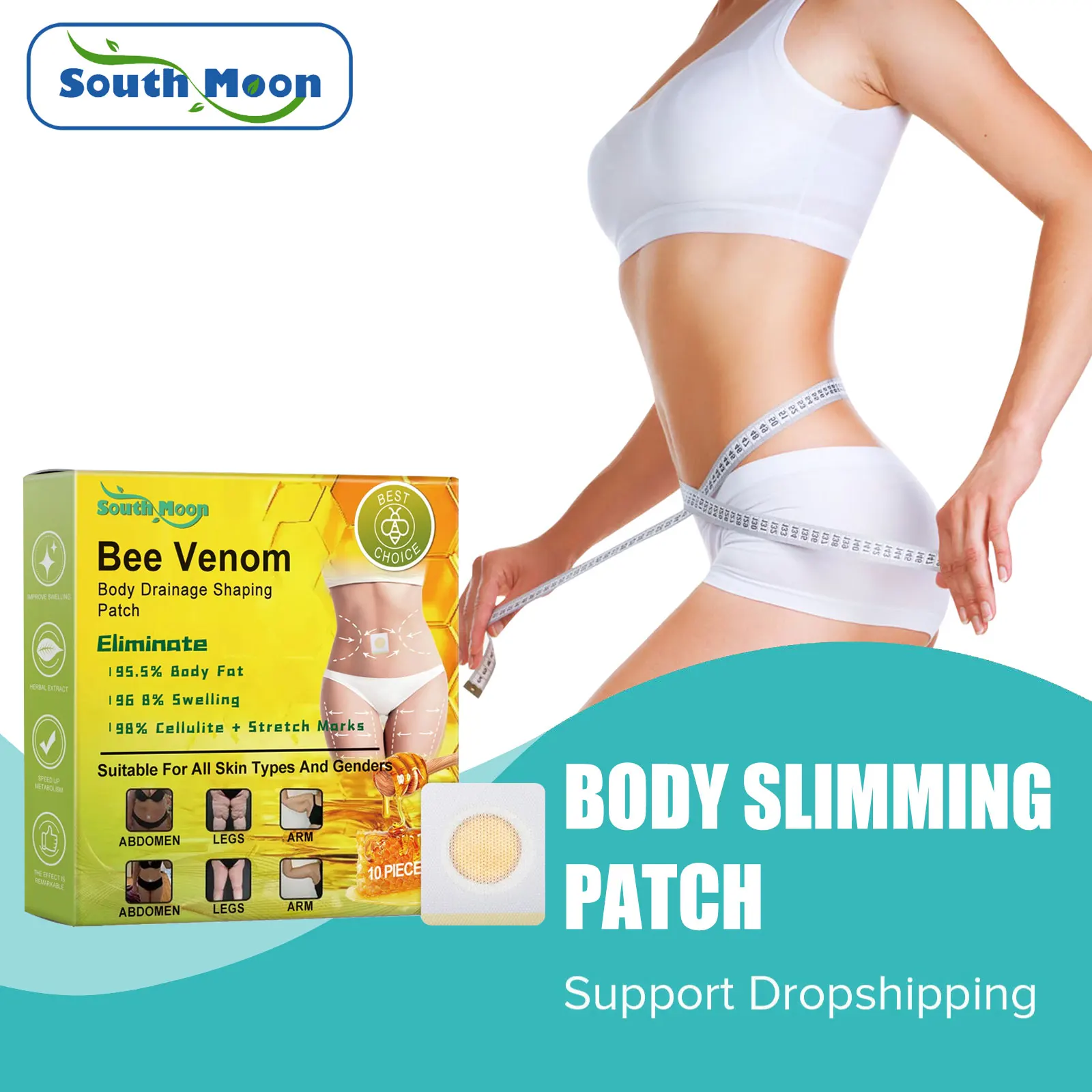 Bee Venom Slim Patch Fat Burning Belly Abdominal Firm Eliminate Cellulite Lymphatic Detox Help Metabolism Body Shaping Sticker