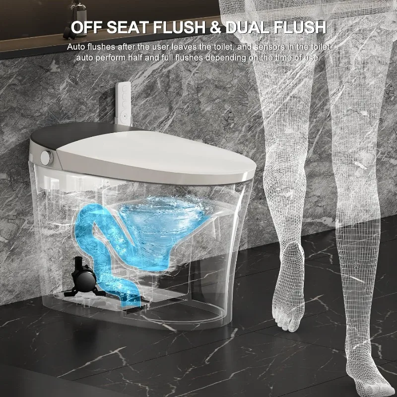 Smart Toilet with Bidet Built in, Built in Tank with Powerful Flush, Auto Open/Close Lid, Foot Sensor Operation 2