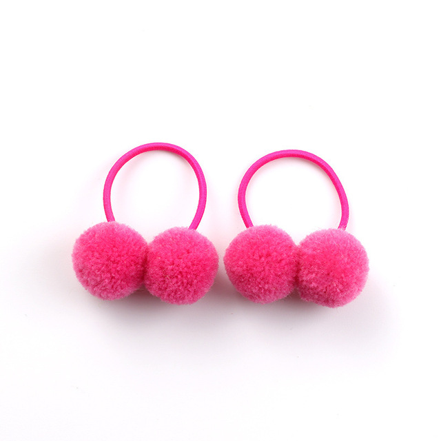 Small Solid Two Fur Ball Hair ring Girls Elastic Rubber Band Hair Bands Cute Hair Accessories Kids Headwear Ornaments
