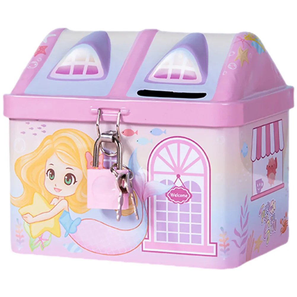 Toyandona Piggy Bank Mermaid Girls Piggy Bank Toddler Desktop Ornament House Shaped Room Boys Children&rsquo;s piggy bank,wooden piggy bank,coin bank,coin holder,wooden money box,electronic piggy bank,coin saver,digital piggy bank
