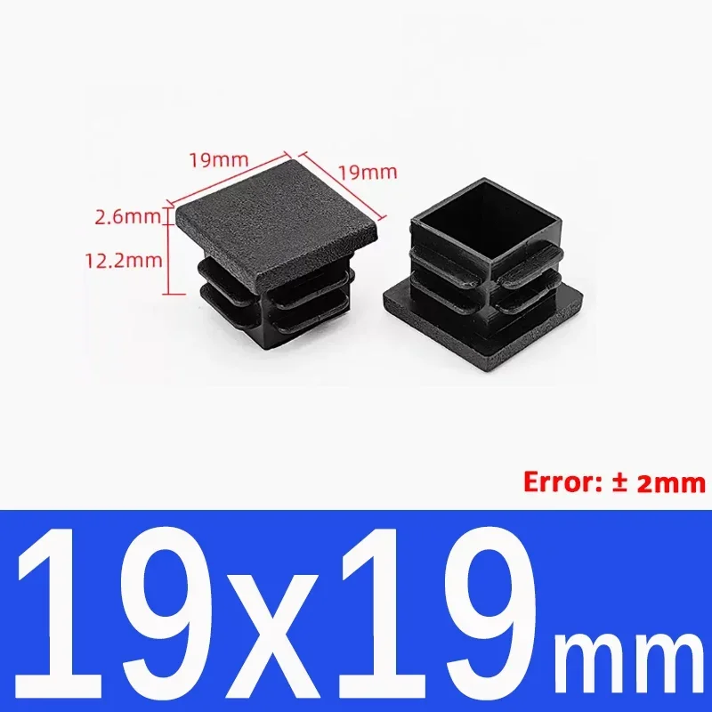 Black Square Plastic End Caps for Table or Chair Feet Protection