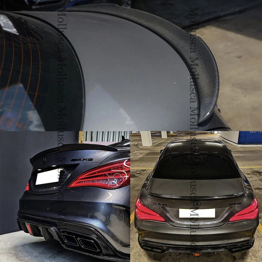 For Mercedes-Benz CLA W117 C117 FD Style Carbon Fiber Rear Spoiler Trunk Wing 2013-2019 FRP honeycomb Forged Glossy black