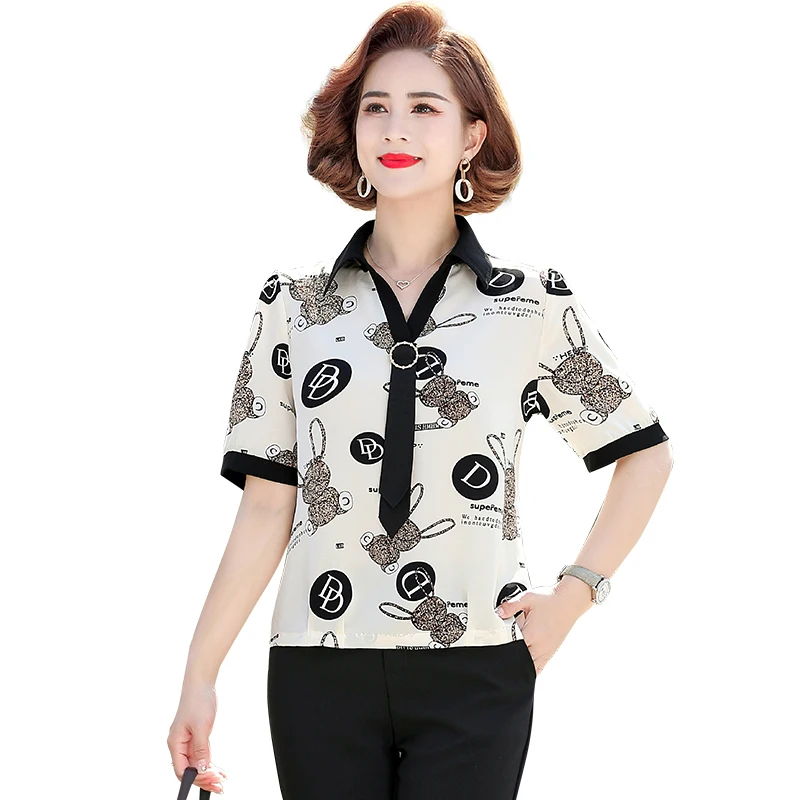 

2022 Summer Fahion Woman Blouse Shirring V-Neck Shirt Female Print Top Ribbon Women Tops and Blouses Shirts