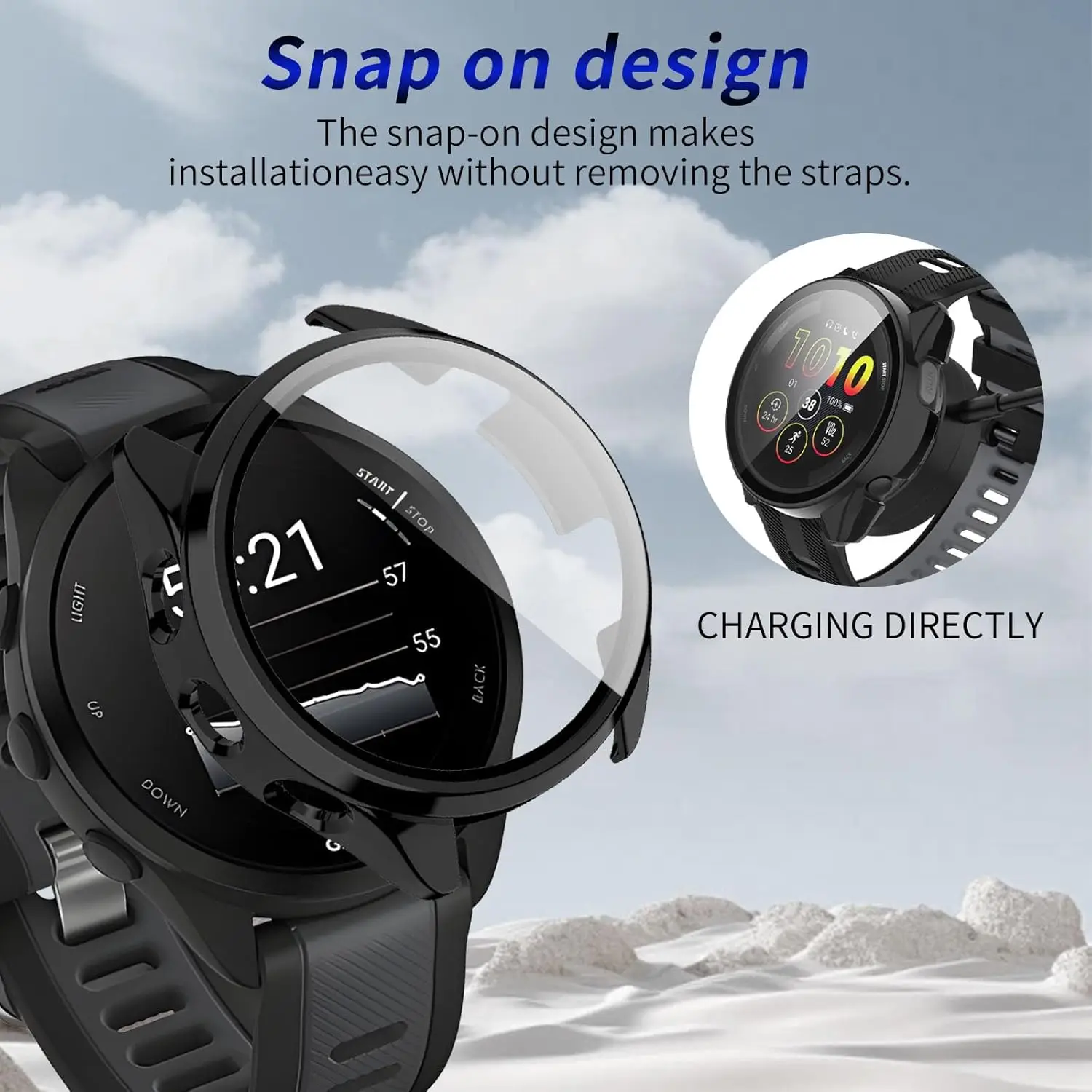 Enhanced Screen Protector and Durable Case for GPS Watches - Anti-Scratch Protective Cover