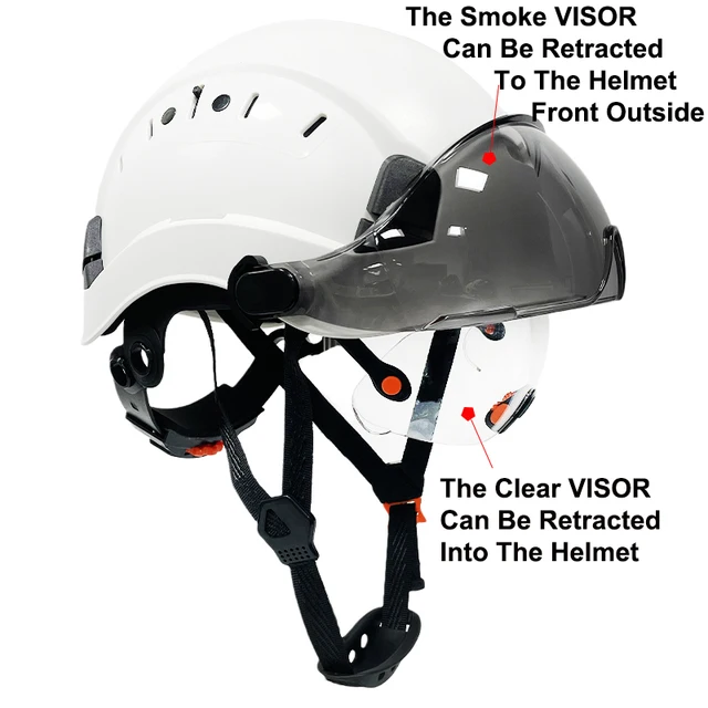 Construction Safety Helmet with Built-In Glasses