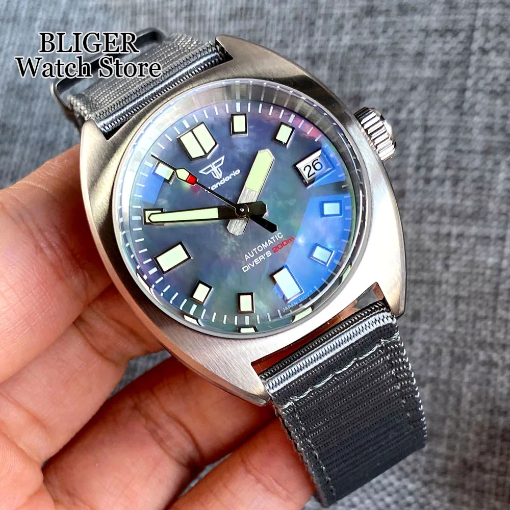 36mm Tandorio NH35 PT5000 Automatic Dive Men Watch 200M Water Resistant AR Domed Sapphire Glass Lumes Screw Crown Lady Watches