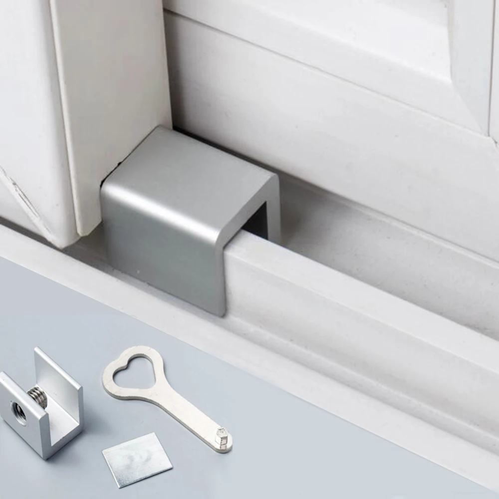 Description Picture 2 of item1/2/4PCS Sliding Door Window Locks Padlock Stop Aluminum Alloy Door Lock Frame Security Lock with Keys Safety Key Lock