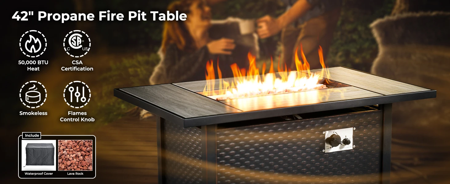 outdoor furniture set with fire table