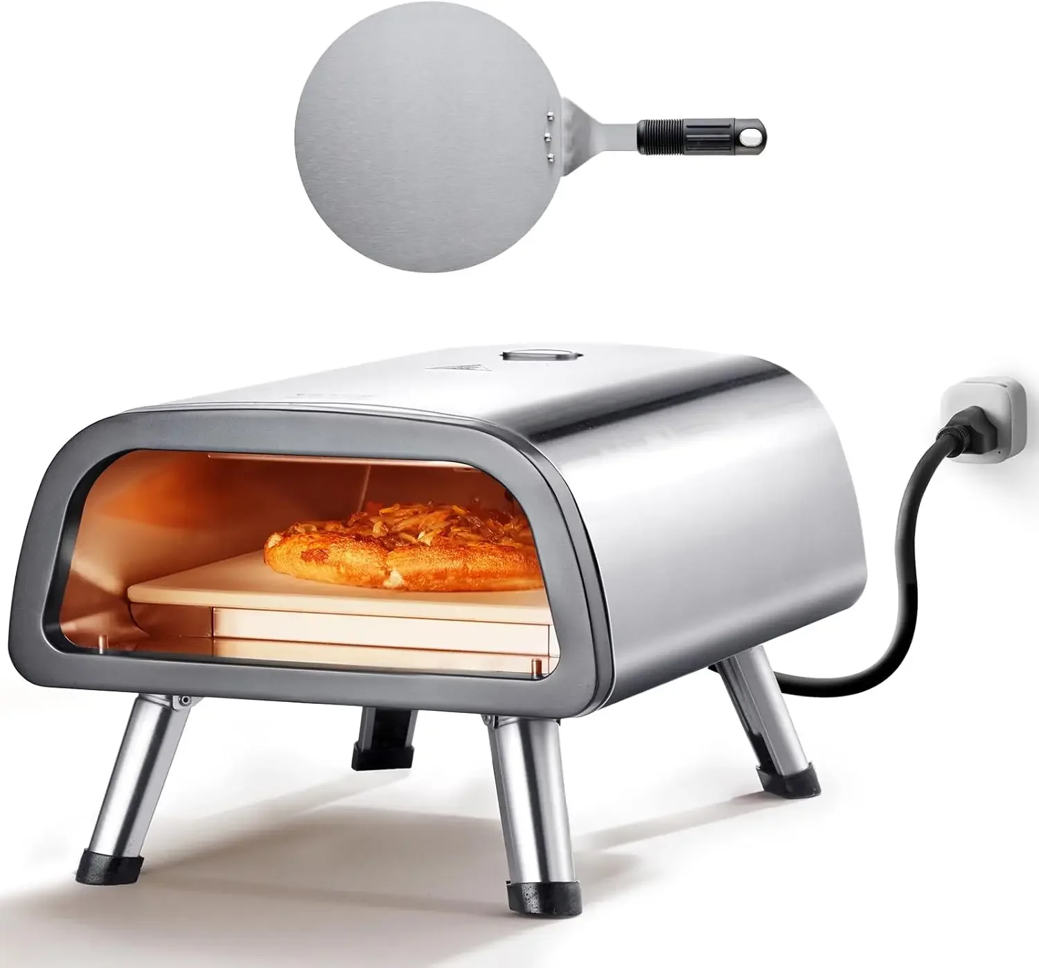 Electric Pizza Oven Countertop, Stainless Steel Pizza Maker Machine with Stone and Spatula, Heats up to 850&deg;F, M