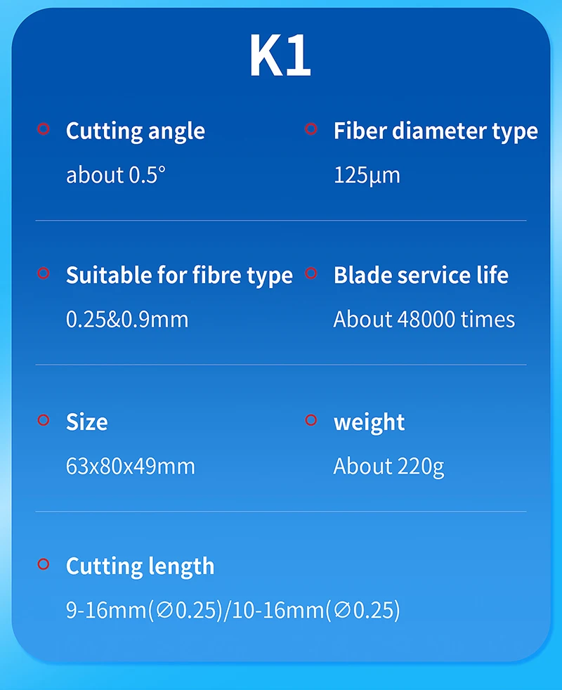 High Precision K1 Fiber Cleaver FTTH Cable Fiber Optic Cutting Knife Tools Three
