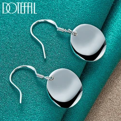 DOTEFFIL 925 Sterling Silver Smooth Bump Round Drop Earrings For Woman Wedding Engagement Fashion Party Charm Jewelry