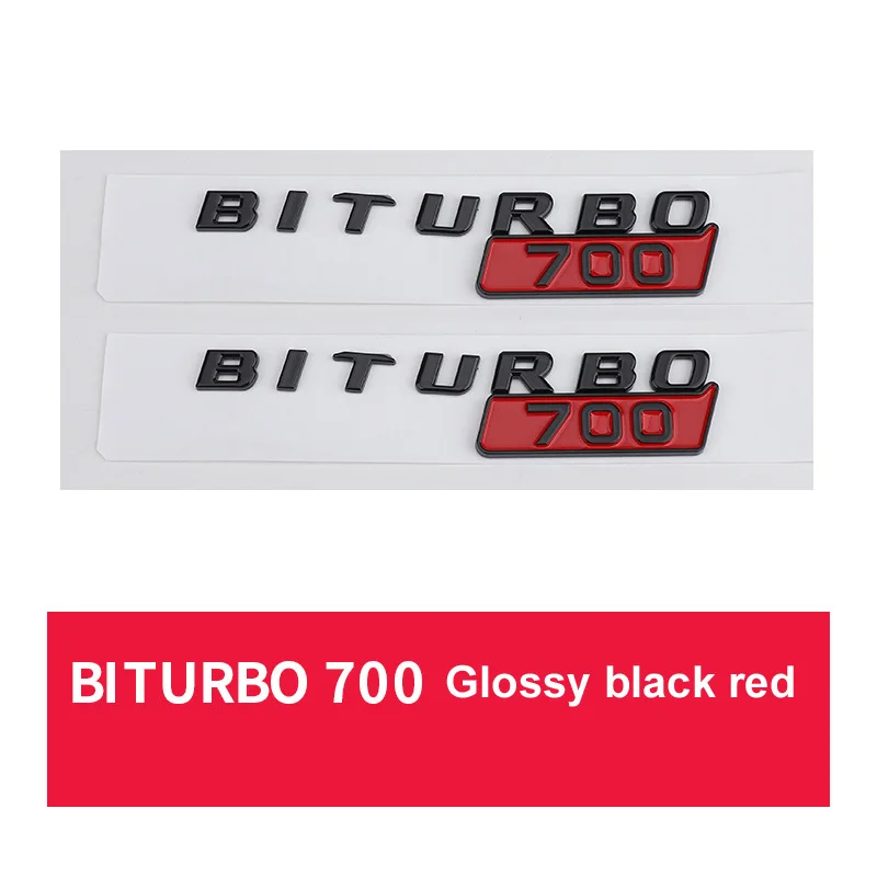 

1 pair Car ABS BITURBO 700 Glossy Black Red Logo Badge Emblem Decals Sticker For Benz BRABUS G Class G700 G800 G900 W461 W463