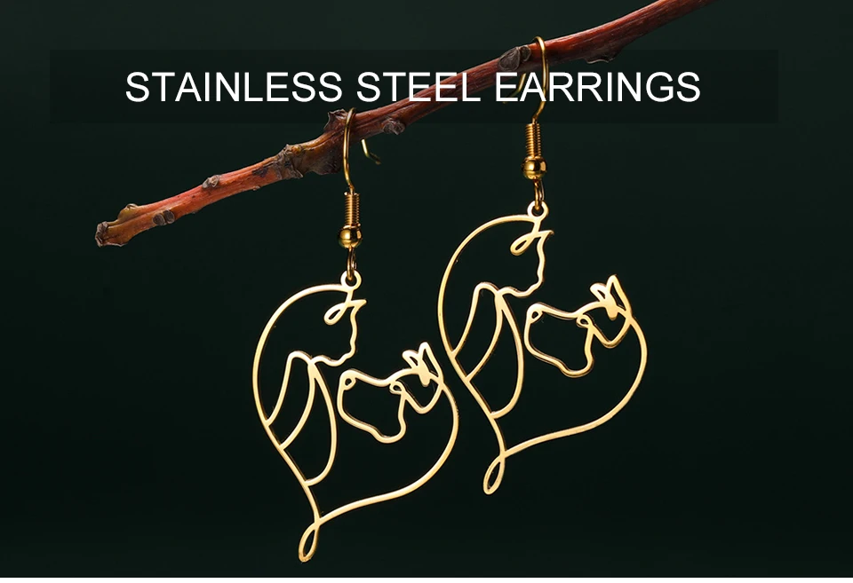 Cute Cat and Dog Dangle Earrings for Girls Stainless Steel Lovely Kitten Animal Drop Earring Fashion Jewelry - PeticaDeals