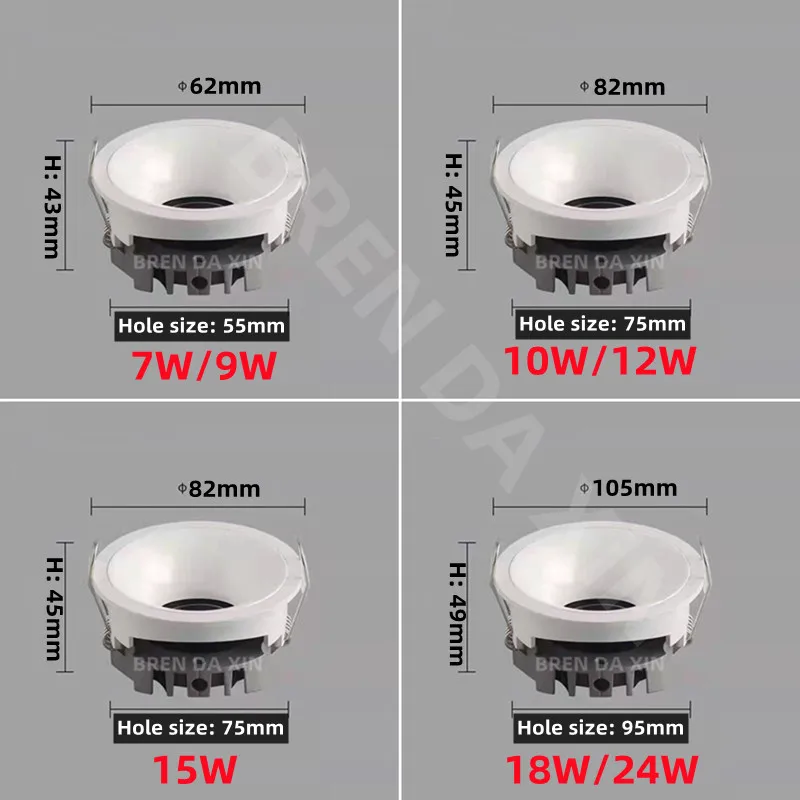 Dimmable COB Downlight spotlight AC85-265V anti-glare lantern concave Led All aluminum ultra thin downlight interior lighting