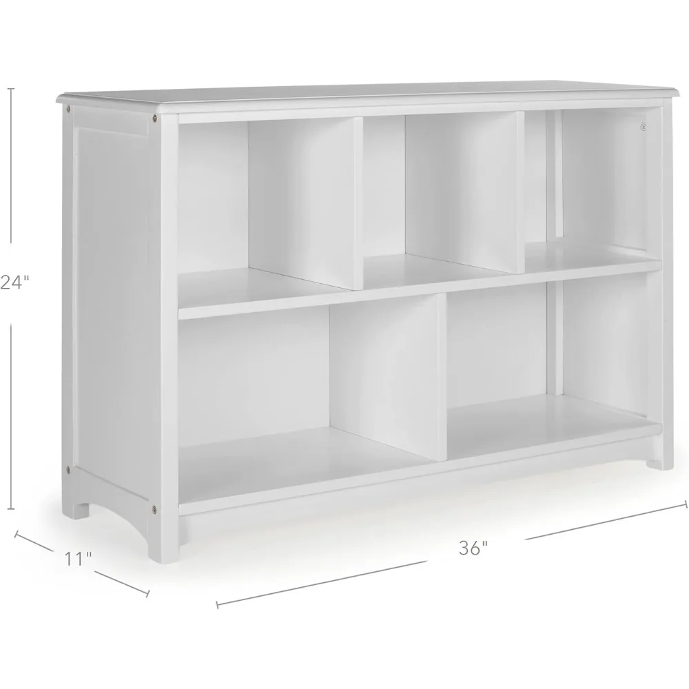 Classic Kids Bookshelf-Gray: Wooden 5-Compartment Storage Shelving Unit for Toys, Books, Paper, TV, and Bins-Children's