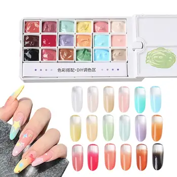Palette di gel per unghie 18 colori, colla solida per lucidatura unghie, texture cremosa a lunga durata, applicazione fluida per nail art e saloni.