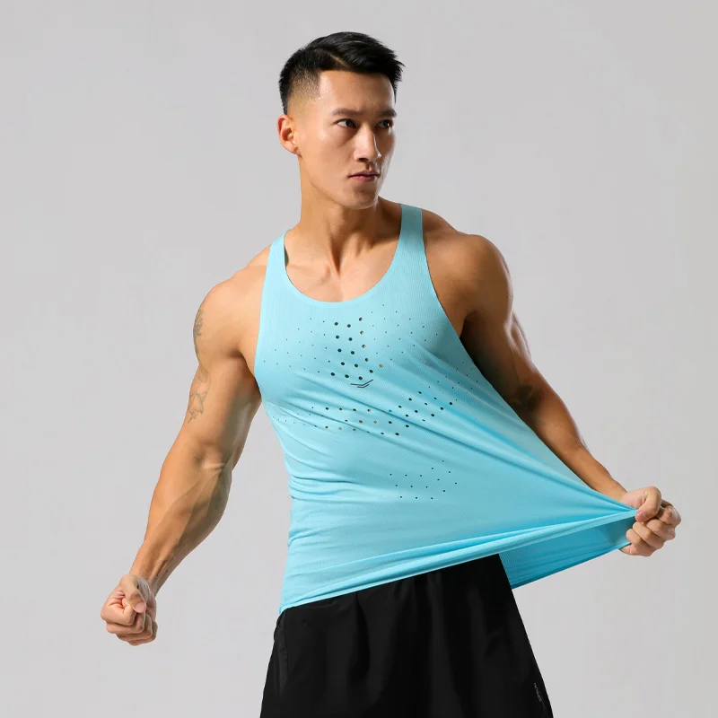 Men Gym Shirt Street High Quality Sleeveless T-shirts Quick Dry Tank Tops Workout Fitness Singlets Mesh Breathable Sport Vest 3