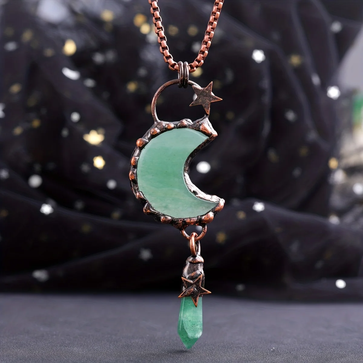 YEEVAA 1pc Vintage Crystal Leaf Moonlight Pendant, Meditation Necklace, DIY Jewelry Necklace Healing Treating Quartz Jewelry