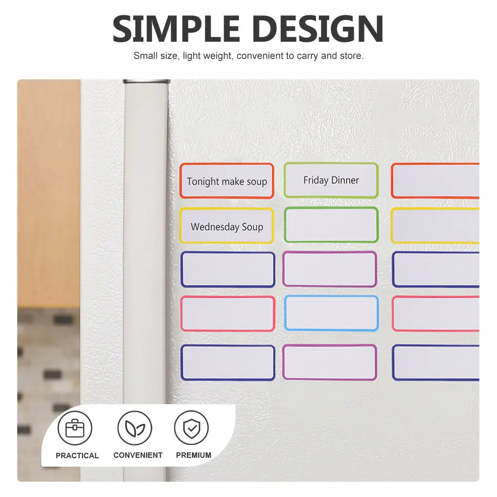 54Pcs 자기 라벨 건식 지우기 가능 재사용 가능한 유연한 스티커 냉장고 화이트보드 메시지 보드 업무 정리용