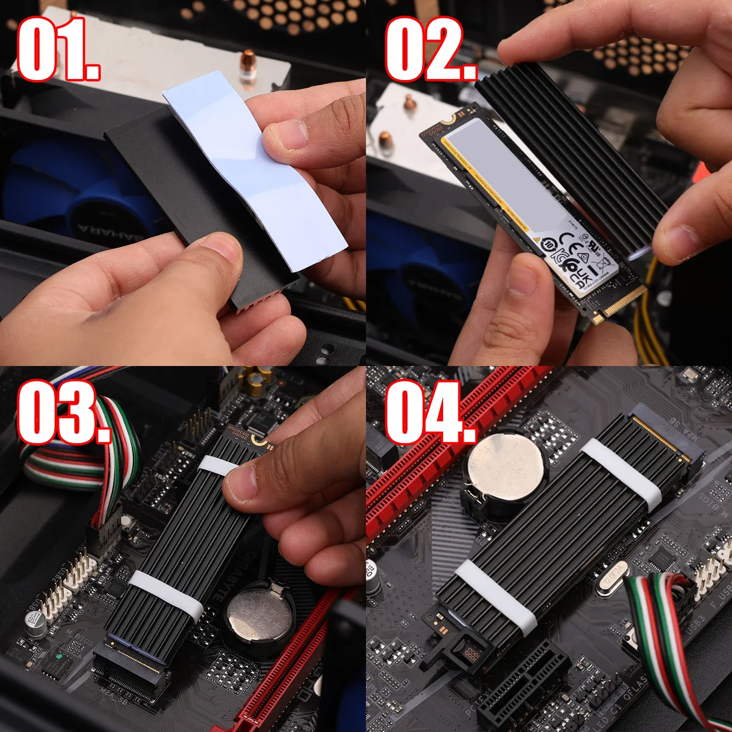 Aluminum M.2 NVME SSD Heastink with Nano Thermal Pads Copper  M2 2280 SSD Heat Sink Cooling Thermal Pad For PS5 Desktop PC