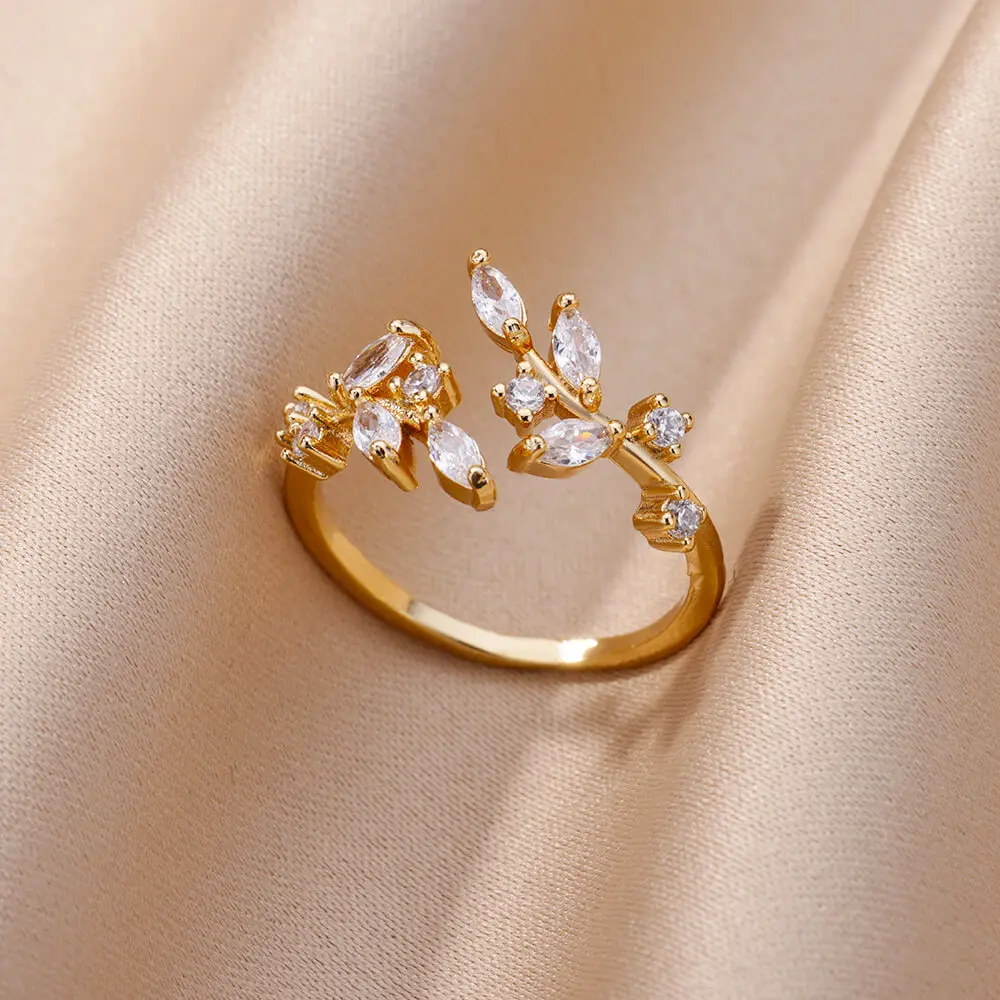 Bague Cadeau Anniversaire Bague Femme Acier Inoxydable Plaqué Or - Modèle Ouvert Réglable (51.5-57) Motif Soleil Rayonnant, Élégante Et Cadeau Idéal Bague Saint Valentin