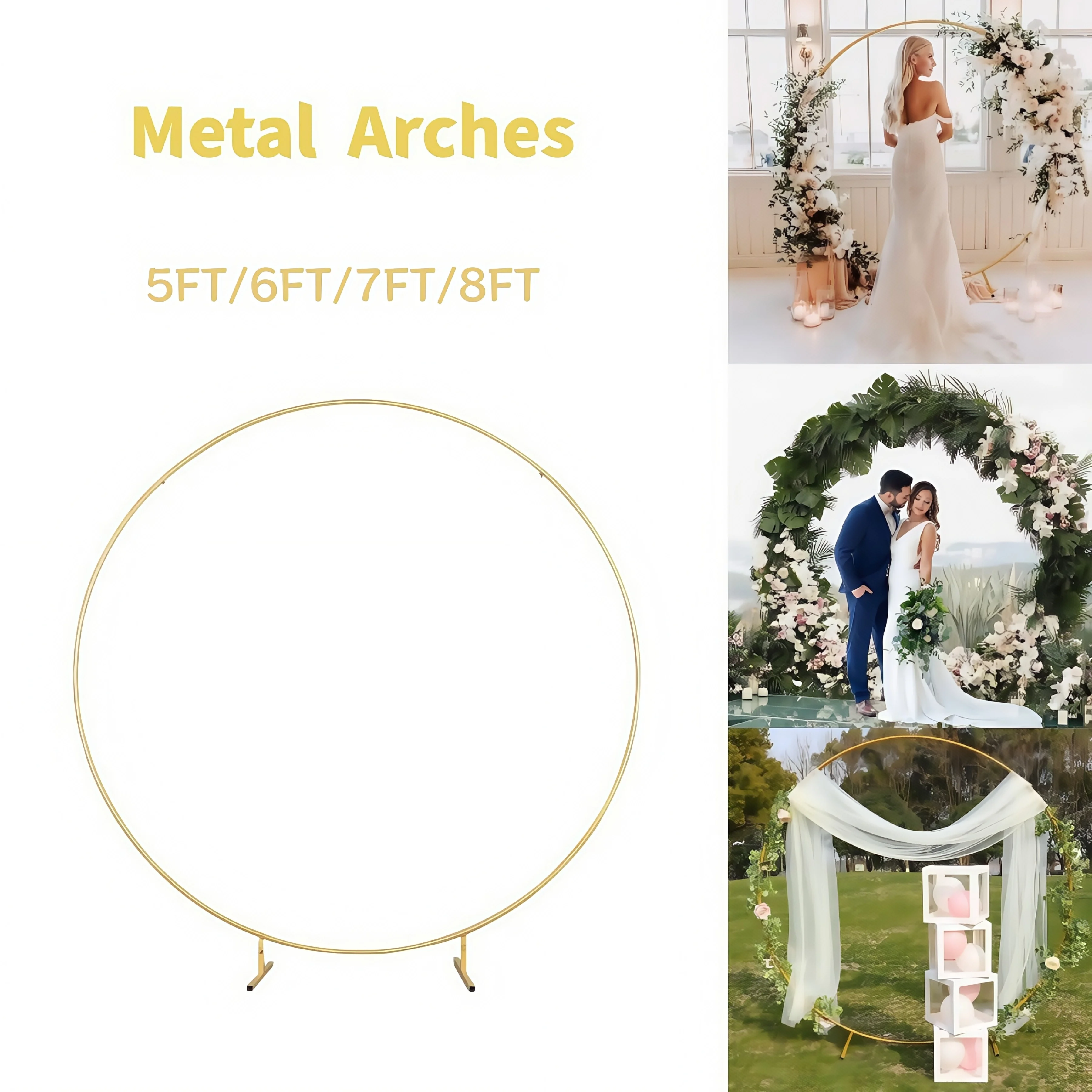 Metal Circle Stand Wedding Arche Round Balloon Arch Flower Gold Background Arch DIY Frame Birthday Party Baby Shower Decoration