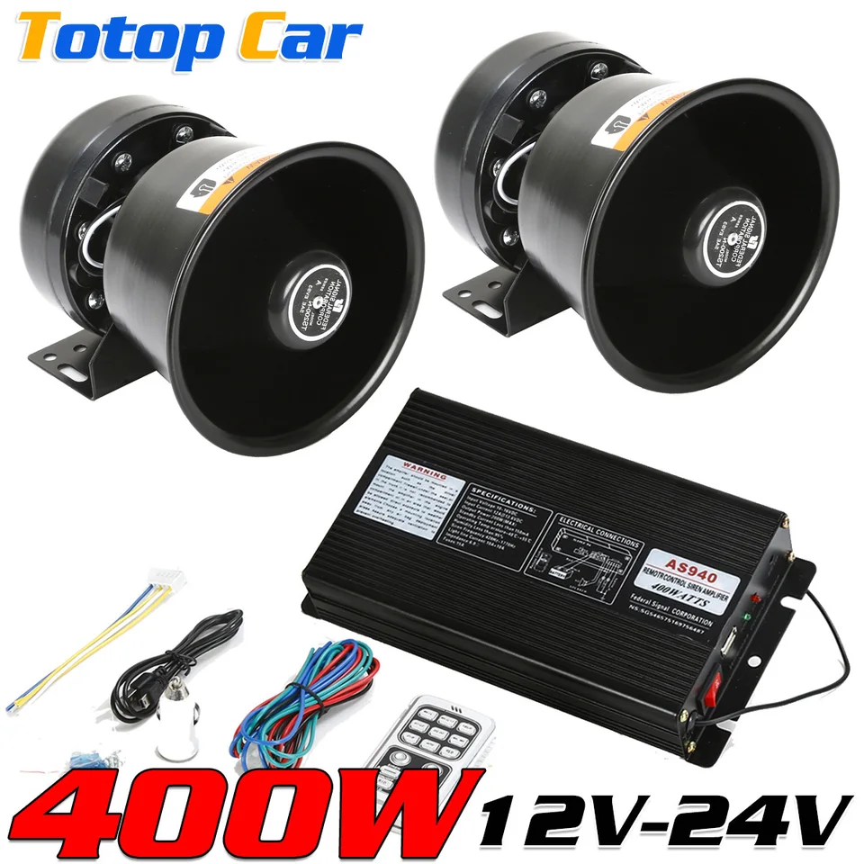 12V-24V 400W Auto Elektrische Sirene Warnung Lautsprecher Polizei Sirene 14  Töne Mit Wireless MIC lautsprecher System - AliExpress