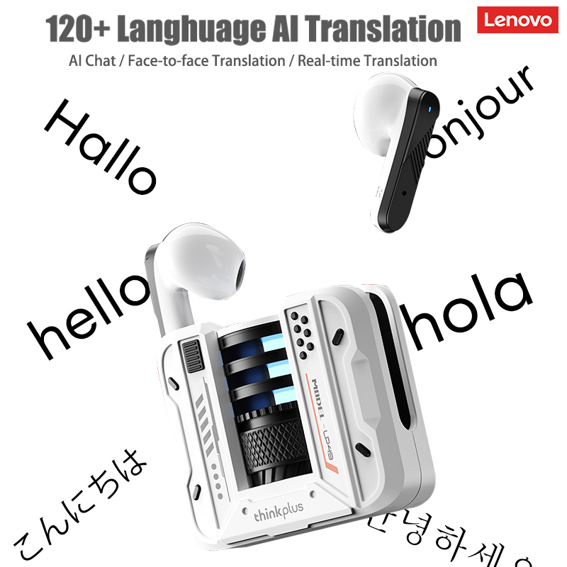 New Lenovo LP49 AI Bluetooth V5.4 Earphones AI Chat Via Voice Text With Translation Headphones Deep Bass Sound Music Earbuds