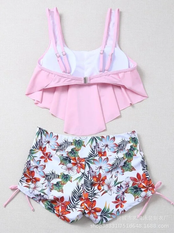 Summer Ruffles Swimsuits Tankini Sets Female Swimwear Sports Beach Wear Two-Piece Bathing Suits Pool Women Swimming Suit 2024 6