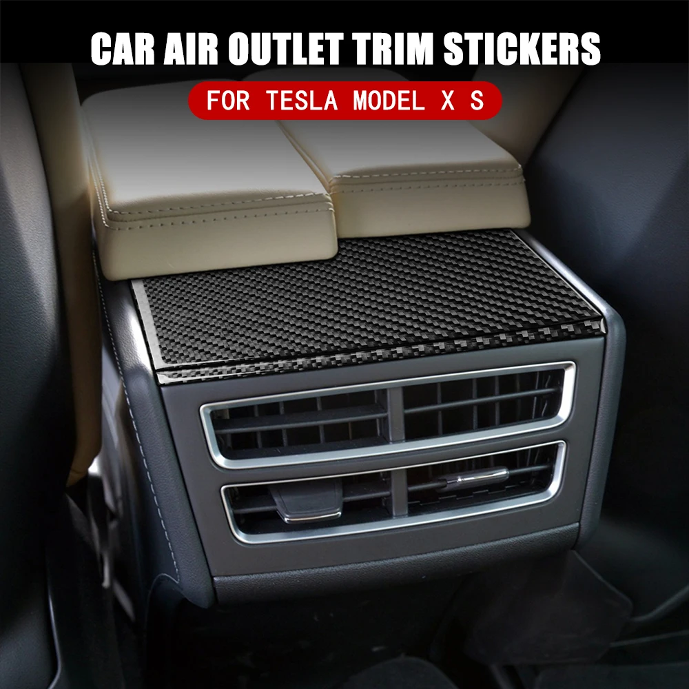 

Real Carbon fiber for Tesla Model X Car Interior Rear Air Outlet Cover Back Exhaust Vent Cover for Tesla Model S Accessories