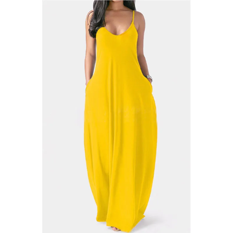 

Summer Women's Strap Buckle Solid Sexy Deep V Neck Dress Chic And Elegant Woman Sleeveless Hoilday Dresses