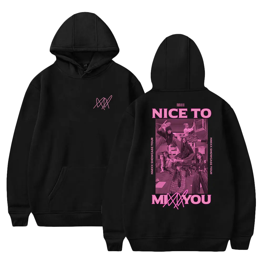 

Худи NMIXX Merch 2023 с надписью Nice To Mixx You, Мужская/Женская Повседневная Уличная одежда в стиле хип-хоп, свитшоты