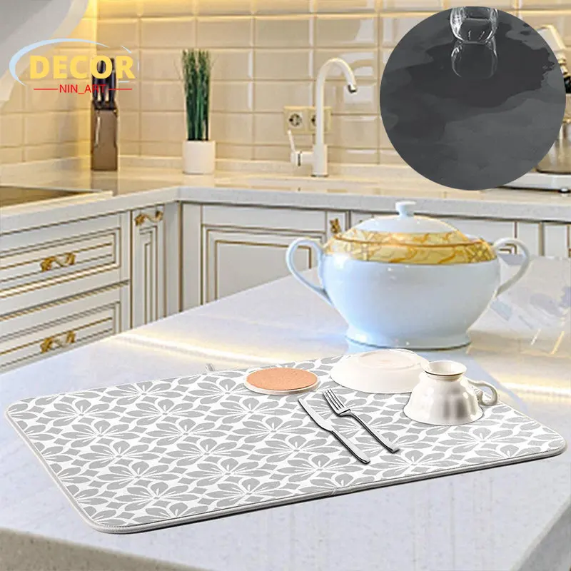 Stone Drying Mat Kitchen Counter Anti-skid Dish Pad Water Absorbing Mats  For Countertop Decor - AliExpress