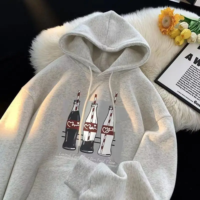 

American Street Men and Women Hip Hop Personalized Printed Hooded Sports Sweater Autumn and Winter Couple Loose Casual Top y2k